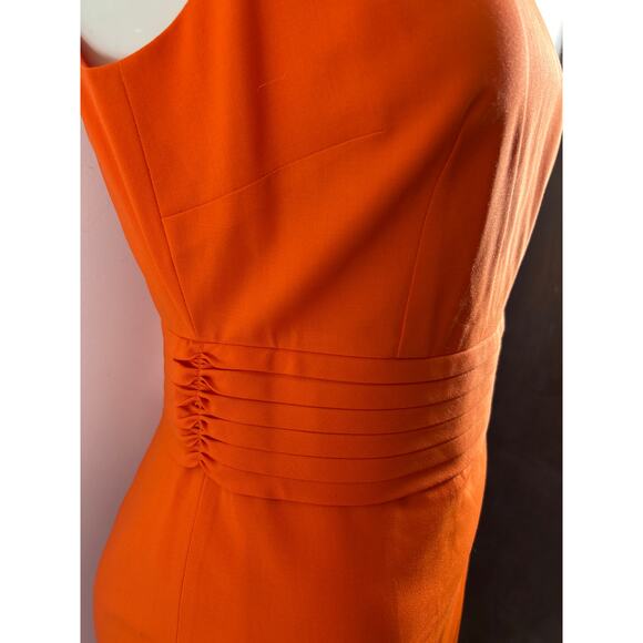 NWT J.Crew 365 Pleated-Waist Sheath in Vivid Orange Stretch Wool Dress Size 4 - Picture 4 of 7